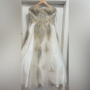 Camille La Vie White and Gold Maxi Dress